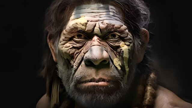 portrait of neanderthal man. Generative Ai	
