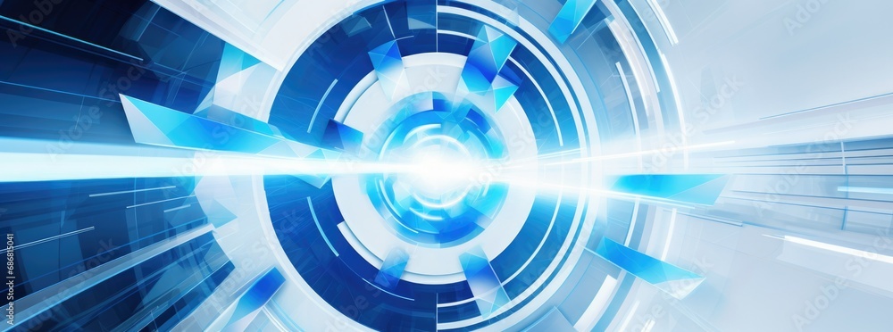 Poster vivid light rays emanate from a central point, creating a mesmerizing digital design