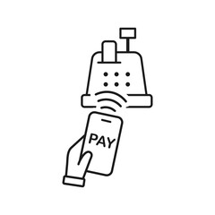 NFC technology. Cash register. Contactless, wireless payment. Contactless wireless pay. Near field communication