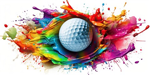 golf graphics of multicolored splat Generative AI