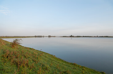 Fields covered in sea water at  high tide in the Wash, England