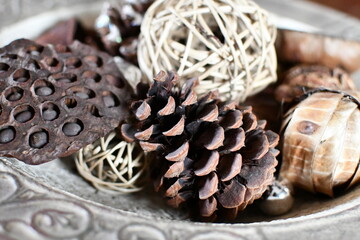 Pine Cone and Wooden Decorations