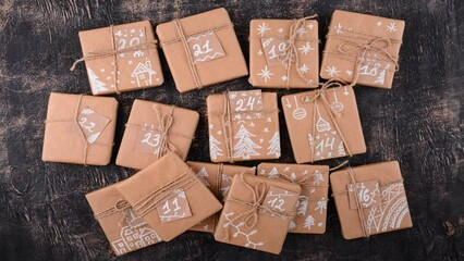 Advent calendar with gift boxes