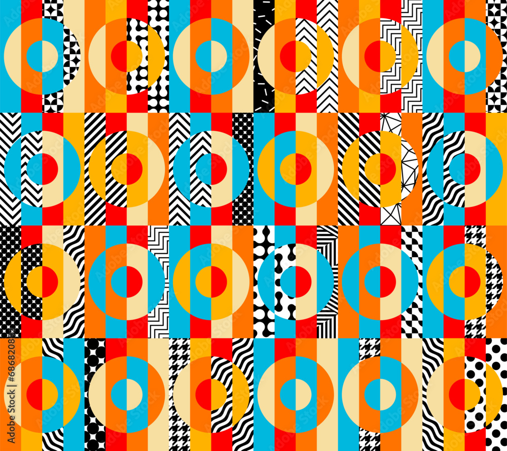 Poster Geometric abstract pattern retro style. Seamless vector pattern.