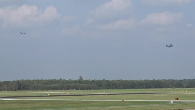 Military Aircraft Turning at Low Altitude while descending to air base