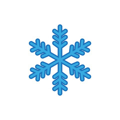 Snowflake sign. Blue Snowflake icon isolated on white background. Snow flake silhouette. Symbol of snow, holiday, cold weather, frost. Winter design element Vector illustration - 686821219