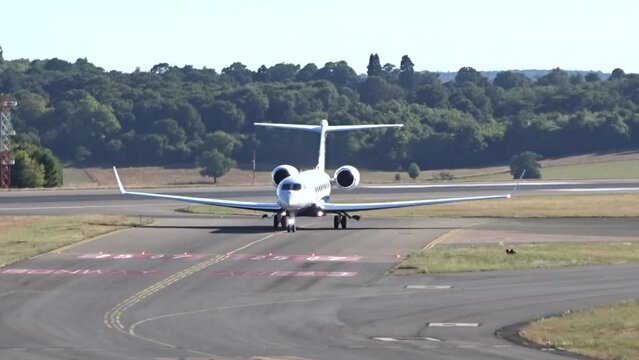 Business Jet corporate jet executive jet private jet Taxiing after Landing at Airport