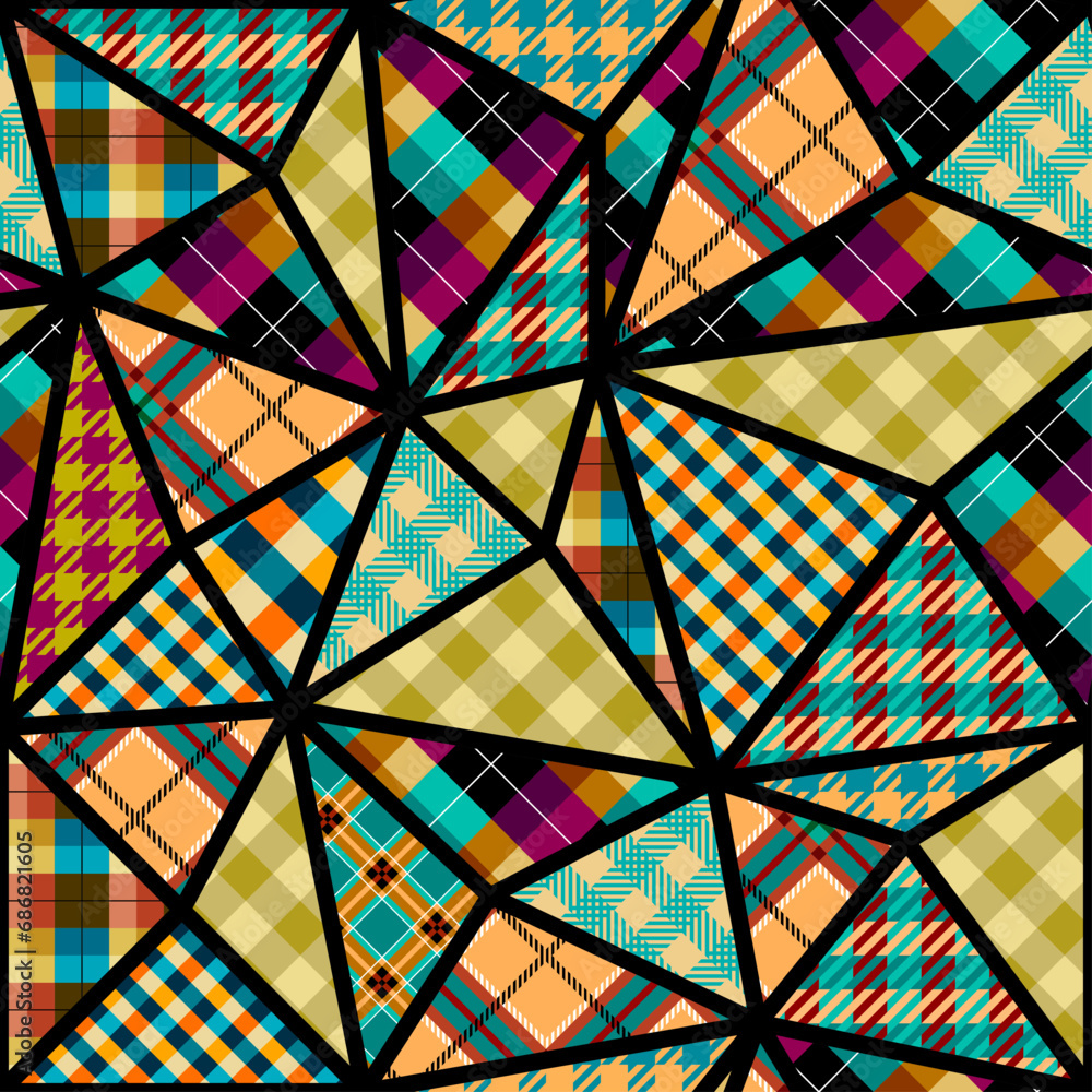 Aufkleber textile patchwork plaid pattern. seamless vector image. khaki colors.