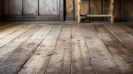 Rustic Retreat: A close-up of weathered and rustic wooden floorboards, showcasing the natural imperfections that contribute to its charm.