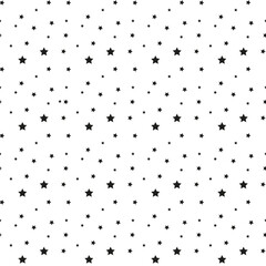 Seamless pattern with stars. Black and white simple pattern. Festive pattern with stars. Night sky background. Kids texture. Nursery prints for textile, apparel, wrapping paper - 686822042