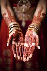 Indian bride with exquisite mehendi art
