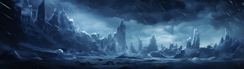 An array of jagged ice crystals against a midnight sky.