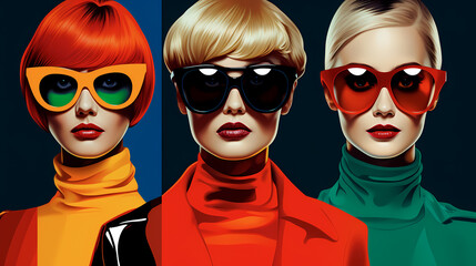 Portrait coloré de 3 femmes