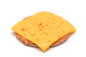 Crispy Cracker Sandwich with Cheese and Paprika - Isolated on White