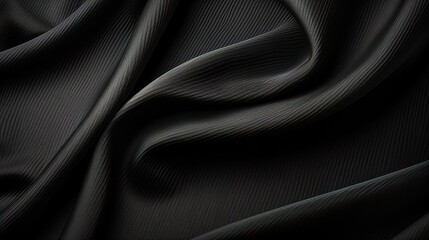 Fototapeta premium Artistic black background with elegant, flowing fabric textures, creating a luxurious and sophisticated atmosphere for design and fashion projects. Generative AI.