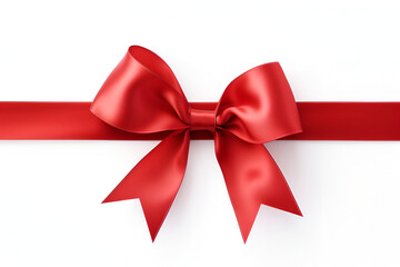 red ribbon with bow on white background generated AI