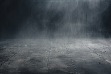 Dark Concrete Floor Texture with Mist or White Fog Created with Generative AI Tools