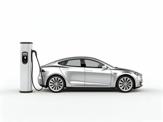 charging EV car electric vehicle clean energy for driving future, eco-friendly alternative energy concept, futuristic hybrid vehicle charge battery electric on station, ai generated photo