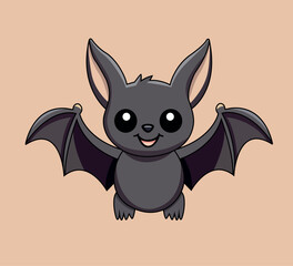 cute bat mascot illustration editable eps