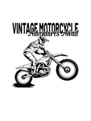 Vintage Motorcycle Adventures Await, Motorcycle T-Shirt Design Vector