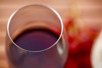 Glass of red wine, close-up
