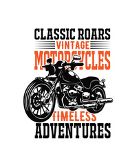 Vintage Motorcycle T Shirt  design Vector, classic Road Vintage Motorcycle Timeless Adventures,  Design vector