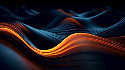 3d rendering of abstract wavy background in orange and blue colors