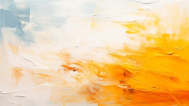 Art abstract texture, white and yellow brush strokes of oil paint, background. Copy space.