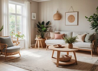 Modern scandinavian living room design Ai generated