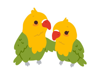Vector illustration cute cartoon doodle lovebirds couple for greeting card,sticker,icon