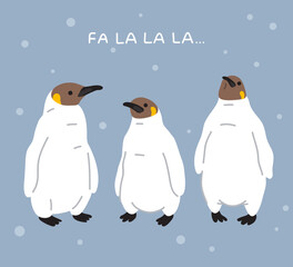 Obraz premium Vector illustration cute cartoon doodle king penguin babies for greeting card,sticker,icon