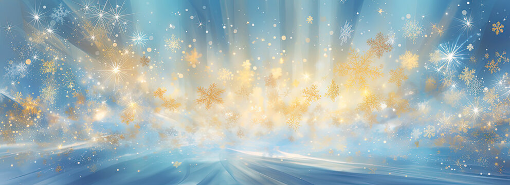 fondo abstracto de color azul con estrellas doradas y blancas 