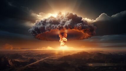 Nuclear Explosion. Mushroom cloud. Atomic bomb blast. Nuclear war.