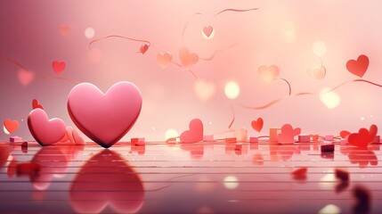Romantic Valentine's Day Heartland - Celebration of Love in Pink - obrazy, fototapety, plakaty