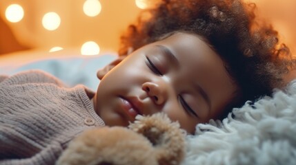 A tranquil baby sleeps peacefully in a comfy bed designed for kids.