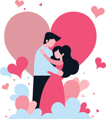 Couple Huggin In Heart Valentines Day Scene