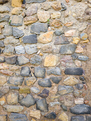 Background. An ancient stone wall made of stones