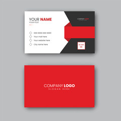 Modern red color business card design template.