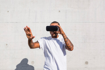 Man wearing Virtual Reality Glasses
