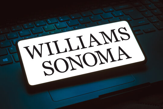 December 1, 2023, Brazil. In this photo illustration, the Williams-Sonoma logo is displayed on a smartphone screen.