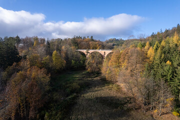 Southern Poland landscape, mountains, autumn, day, sun, sky, clouds, Klodzka Basin, dramatic and majestic scenery