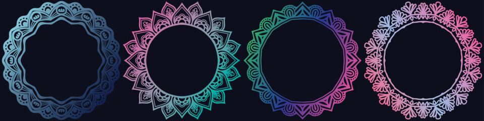 pattern art circle elements border design set.