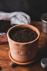 Flower Pot Filled with Soil
