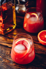 Whiskey sour cocktail with blood orange juice