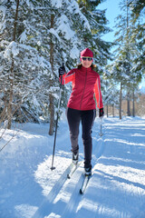 Germany, Bavaria, Wallgau, Isar Valley, Canada trail, cross country skier in winter landscape