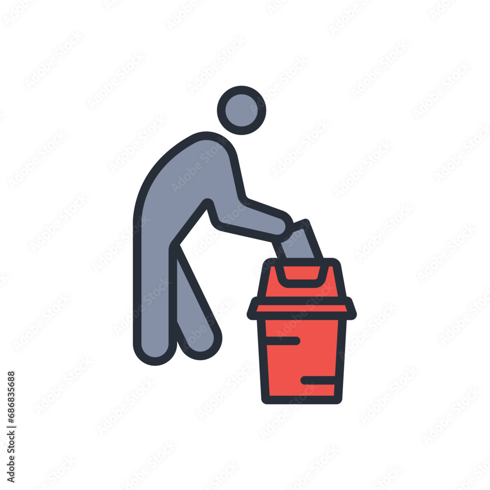 Poster waste sorting icon. vector.editable stroke.linear style sign for use web design,logo.symbol illustra