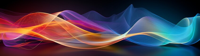 Vibrating strings emanating spectral waves of color.