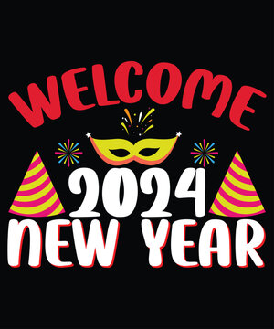 Welcome 20214 new year print template t shirt design