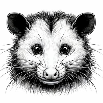 recommend clip art: opossum Line art Clear white background 4k