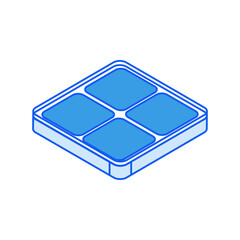 Isometric icon in outline. Modern flat vector Illustration. Low poly narrow beauty product box of eye shadow palette symbol.